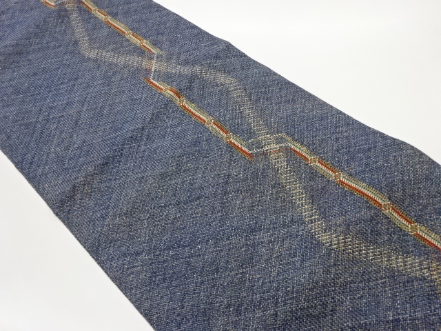 組織金通し幾何学模様織出し名古屋帯